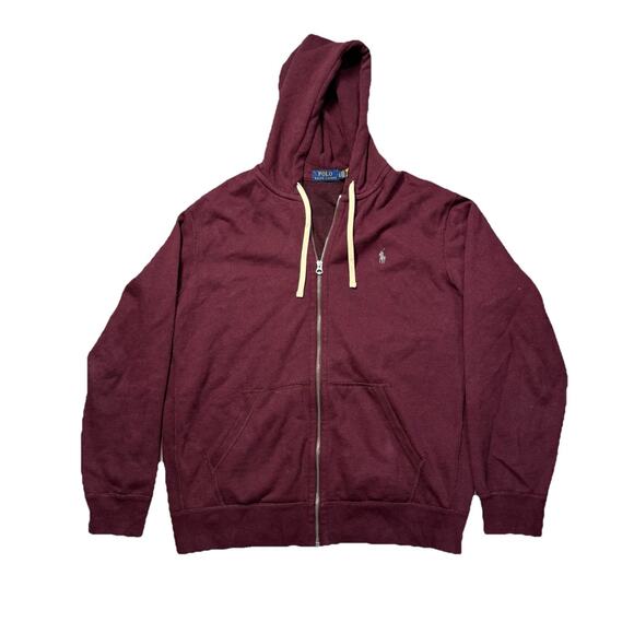 Polo Ralph Lauren Y2K Full Zip Hoodie Men’s XL Burgundy Embroidered Logo - Picture 1 of 4